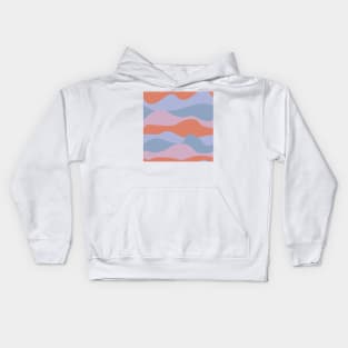 Colorful curved landscape with orange, pink and purple waveform horizons Kids Hoodie